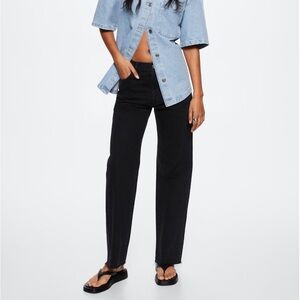 NWT: MANGO Women's Black High-waist wideleg jeans